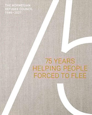 75 years for people forced to flee - The Norwegian Refugee Council 1946-2021. Front page of the book.