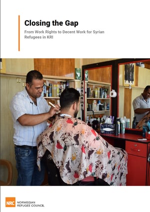 Front page of the report "Closing the gap - From work rights to decent work for Syrian refugees in KRI".