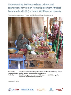 Front page of the report "Comprehensive report on livelihood-related urban-rural connections for women in South-West State"
