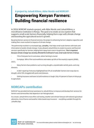 Front page of the factsheet "Empowering Kenyan farmers: Building financial resilience".