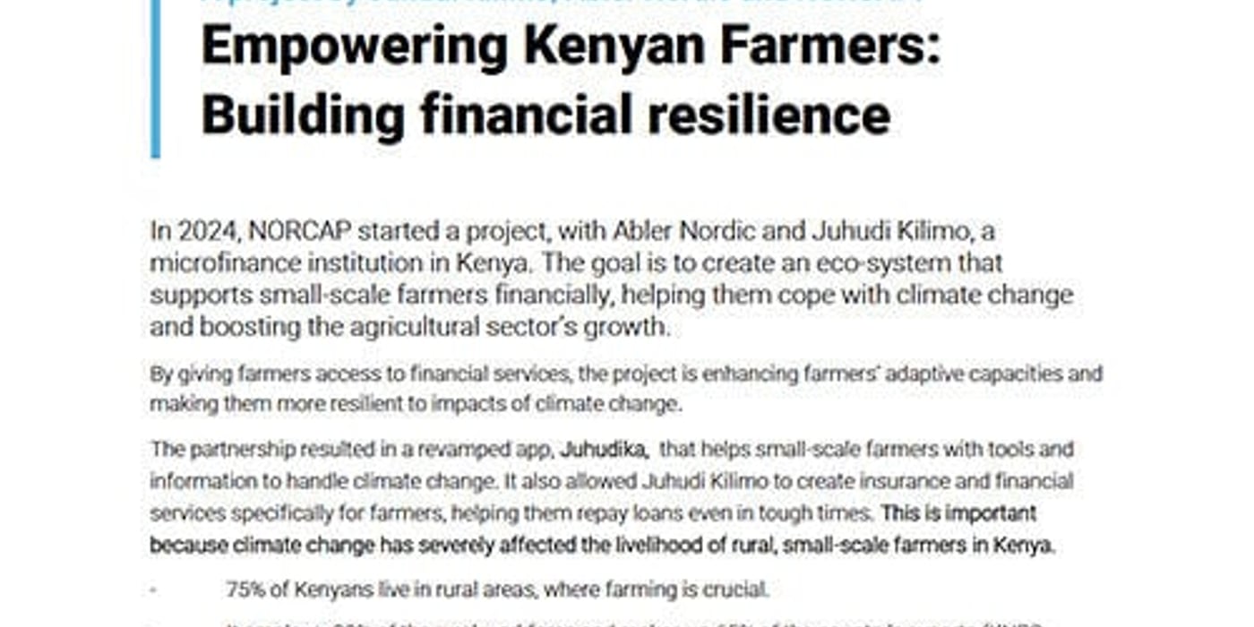 Front page of the factsheet "Empowering Kenyan farmers: Building financial resilience".