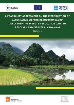 Front page of the 'Finding a “middle way” to solve Myanmar’s land disputes' report.