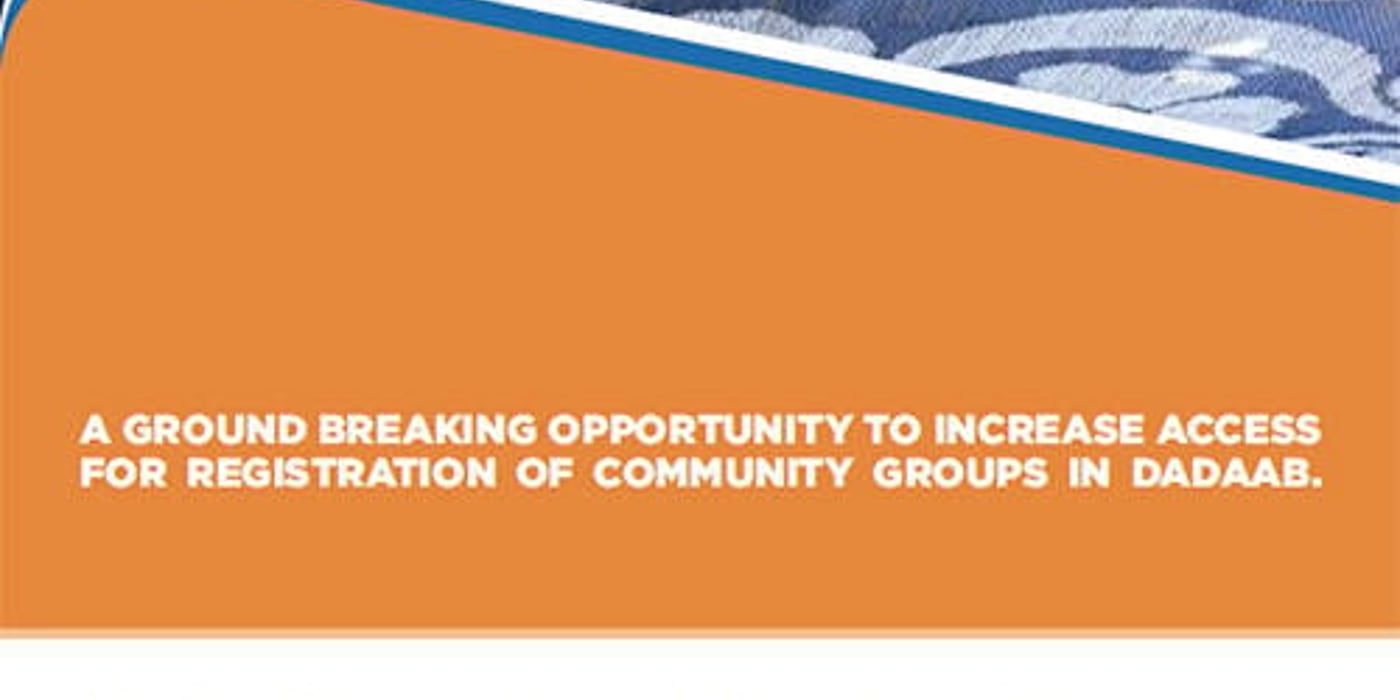 Front page of the briefing note "Formalisation of refugee-led groups in Dadaab".