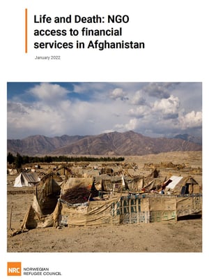 Front page of the report 'Life and Death: NGO access to financial services in Afghanistan'