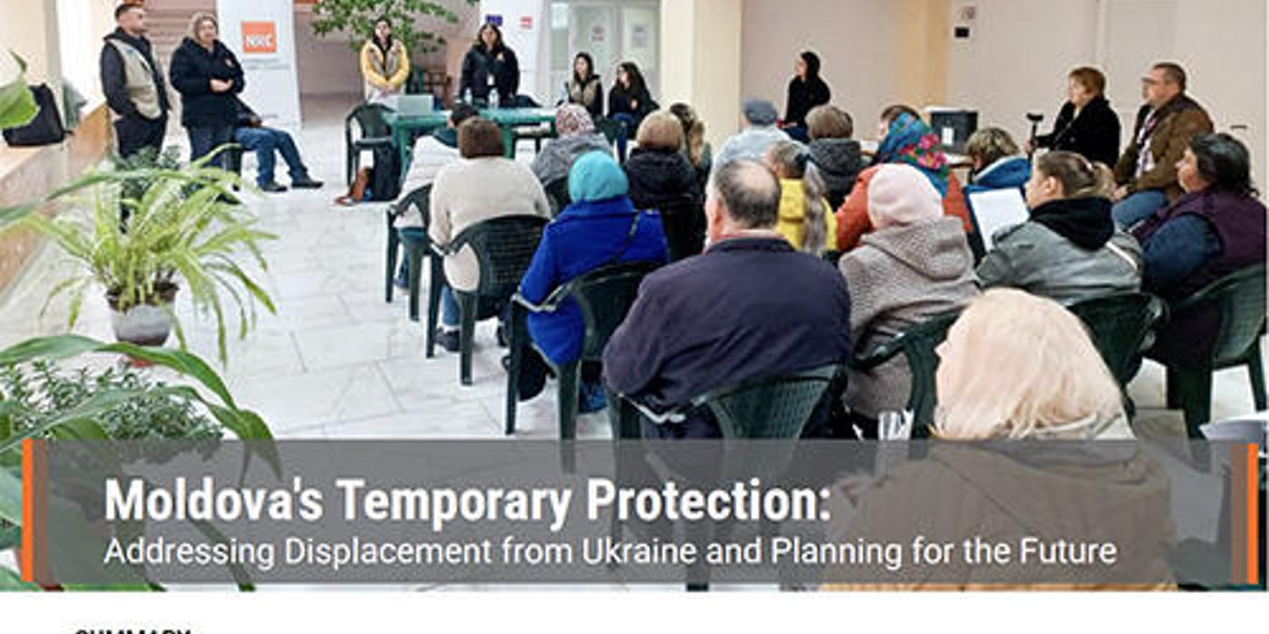 Front page of the briefing note "Moldova's temporary protection: Addressing displacement from Ukraine and planning for the future".