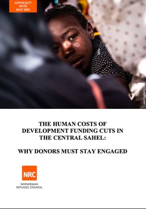 Front page of the advocacy note "The human cost of development funding cuts in the central Sahel: Why donors must stay engaged".