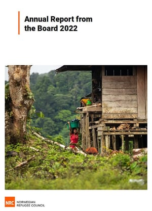 Front page of the Norwegian Refugee Council's Annual Report from the Board 2022.