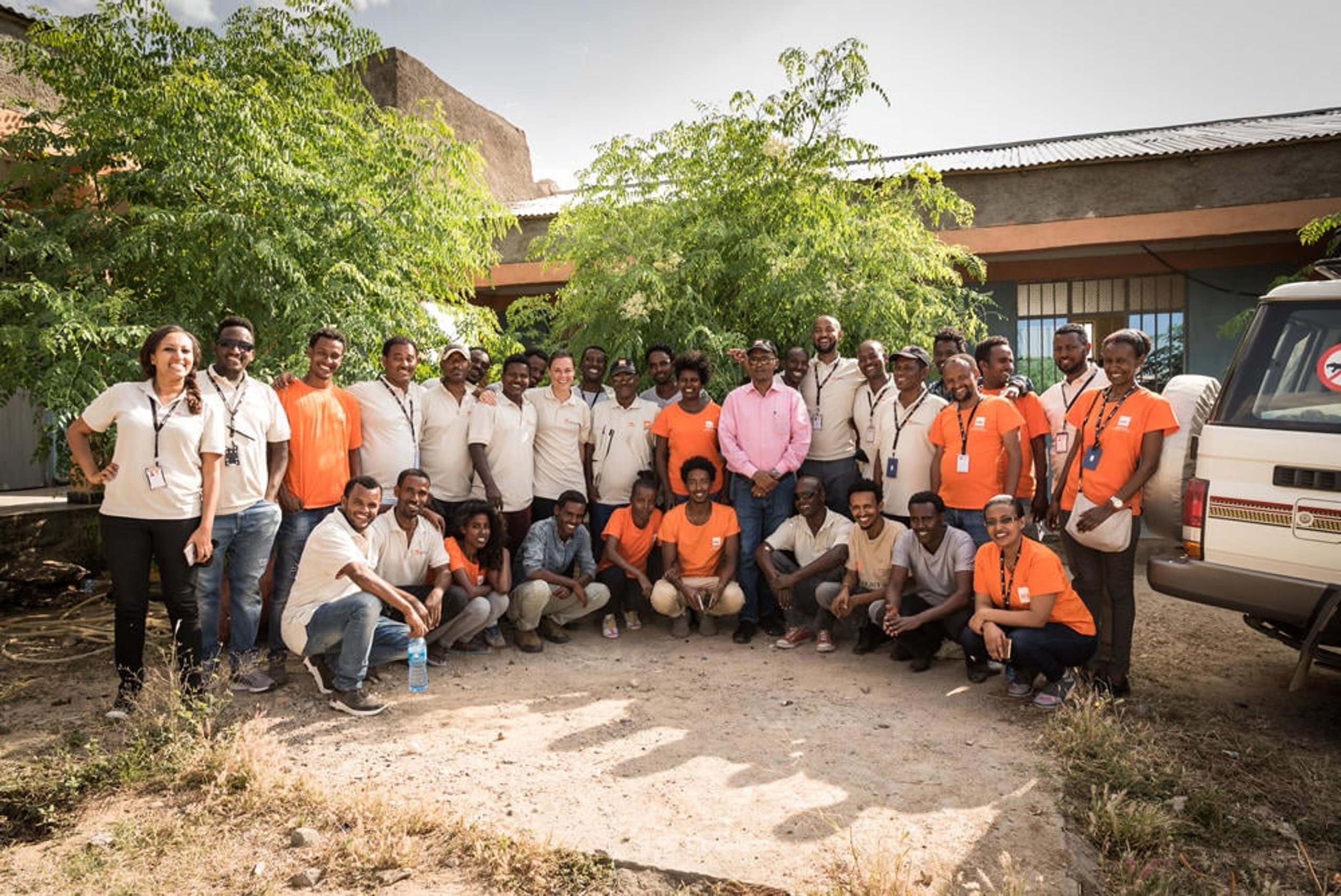 Norwegian Refugee Council staff in Ethiopia, gathered for a visit from members of the Norwegian royal family.