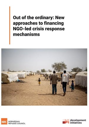 Front page of the report "Our of the ordinary: New approaches to financing NGO-lead crisis response mechanisms."
