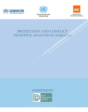 Front page of the report "Protection and conflict sensitive analysis in Somalia".