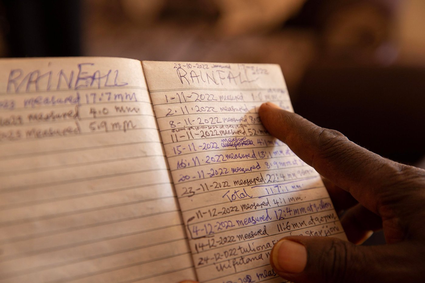 Clement Mangi is both a traditional forecaster and a farmer. For the past years he has registered below normal levels of rainfall. Many farmers rely on traditional forecasting methods for weather information about the upcoming season. By including traditional forecasting in the production of scientific forecasts, climate information services aim to gain the trust and respect of local communities.  (Photo: Ingebjørg Kårstad/NRC)