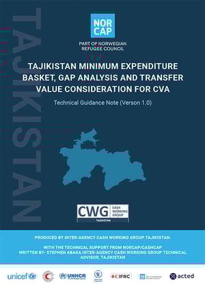Front page of the report "Tajikistan minimum expenditure basket, gap analysis and transfer value consideration for CVA."