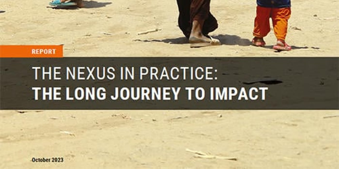 Front page of the report "The Nexus in practice: The long journey to impact"