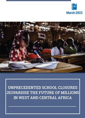 Front page of the briefing note "Unprecedented school closures jeopardise the future of millions in West and Central Africa"