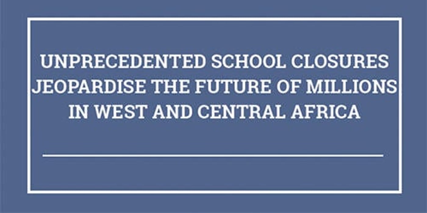 Front page of the briefing note "Unprecedented school closures jeopardise the future of millions in West and Central Africa"