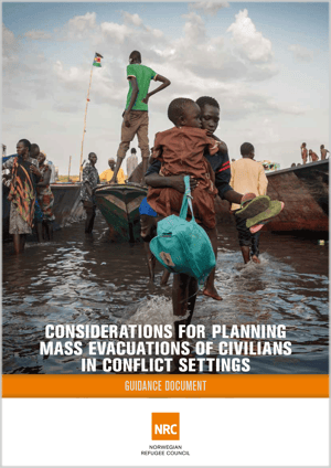 Front page of the report "Considerations for planning mass evacuation of civilians in conflict settings."