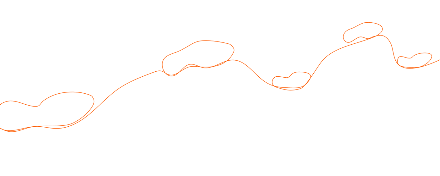 Illustration of five footprints walking from left to right. They are drawn with one continuous line.